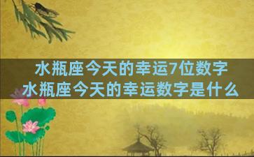 水瓶座今天的幸运7位数字 水瓶座今天的幸运数字是什么